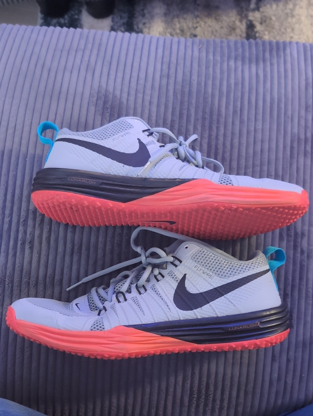 Nike Training Shoes - Light Gray Upper with Coral-Pink Soles